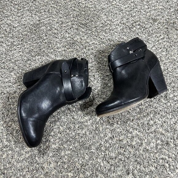 Rag & Bone Boots Black Harrow Leather Cuban Heel Ankle Boots Womens Sz 38 US 7,5 - Picture 9 of 9